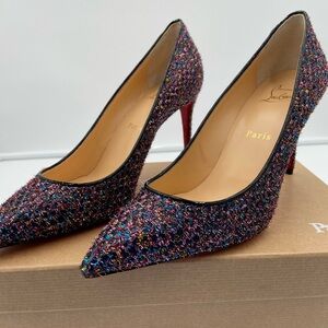 Christian Louboutin Kate 85 Glitter Bee Black Multi/black Red Bottoms